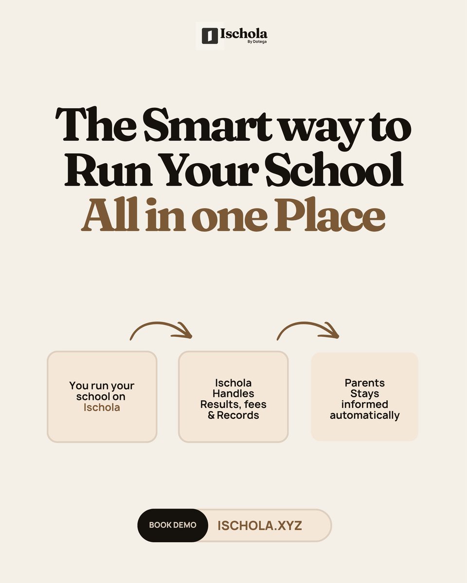getischola's tweet image. Focus on running your school,  not paperwork.
Let iSchola handle results, fees, and student records.
#SchoolOwners #SchoolAdmins #EducationTools #SmartManagement