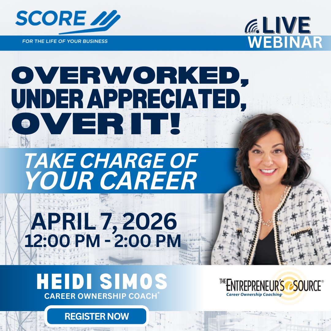HeidiSimoscoach's tweet photo. If you feel overworked, under appreciated, and completely over it, you are not alone. Join me TODAY for "SCORE: Overworked, Under Appreciated, Over it! Take Charge of Your Career" and learn how to recognize the signs of Battered Career Syndrome and what... https://t.co/r49rPauk6b https://t.co/Xm9FJlXlSN