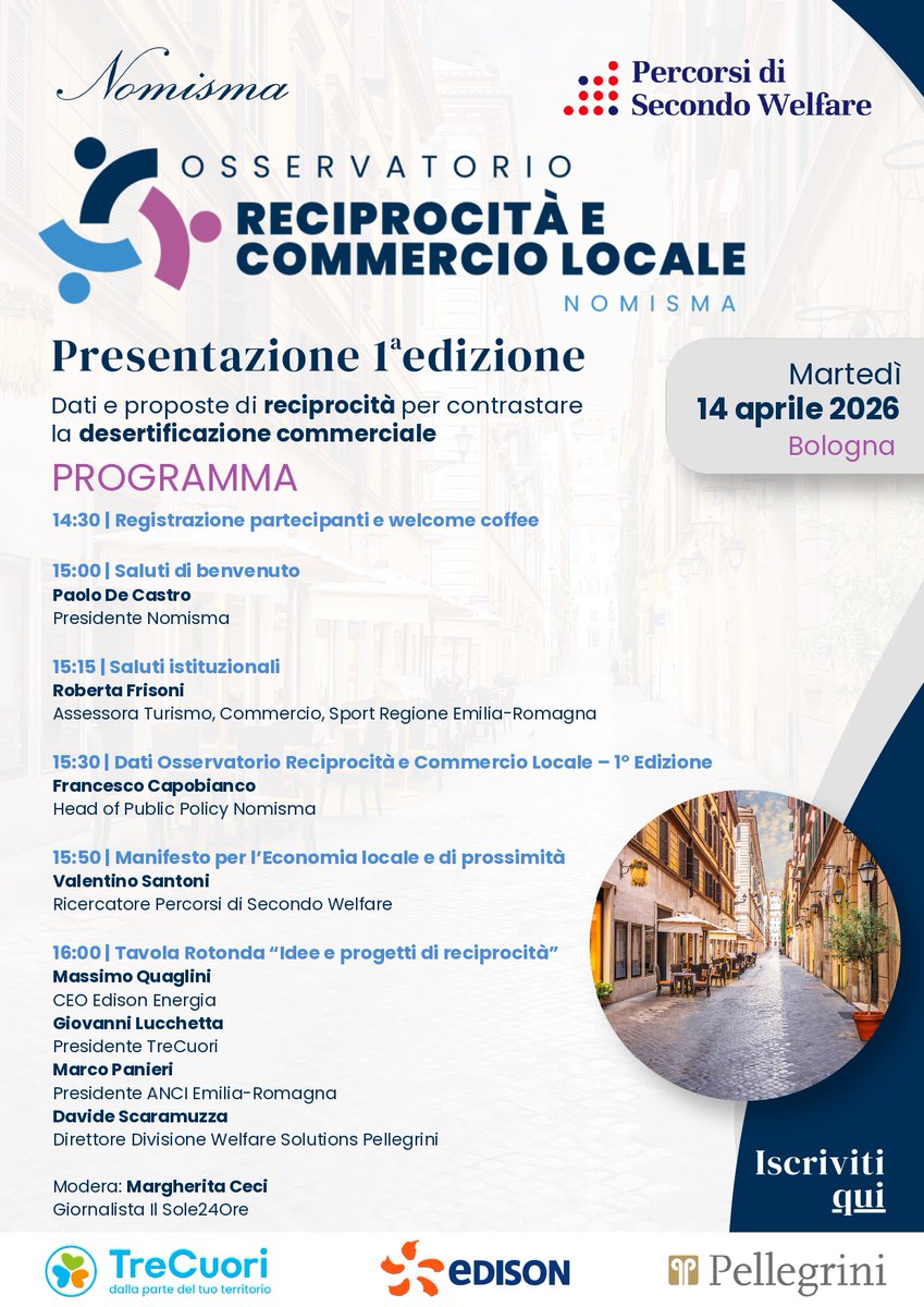 TreCuori's tweet photo. Un tema che riguarda tutti, da vicino! Il 14 aprile a Bologna si terrà la 1ª edizione dell’Osservatorio Reciprocità e Commercio Locale di @nomismaustampa: un momento di confronto con proposte operative a sostegno delle economie territoriali.Scopri di più➡️https://t.co/ombPuyK88l https://t.co/4VSanUd66B