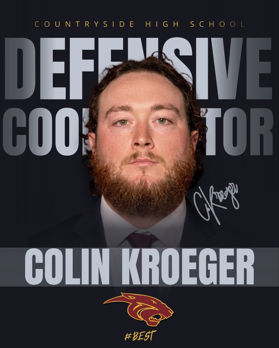 CsideFootball's tweet photo. The Cougars Are Excited To Welcome Coach Kroeger Back Home! Coach Is A CHS Alumni and We Are Fired Up For Him to Lead our Defense! Coach is coming off a very productive college playing career and has a wealth of knowledge to pass down to our Young Cougars!
#BEST https://t.co/epx3aRgy8H
