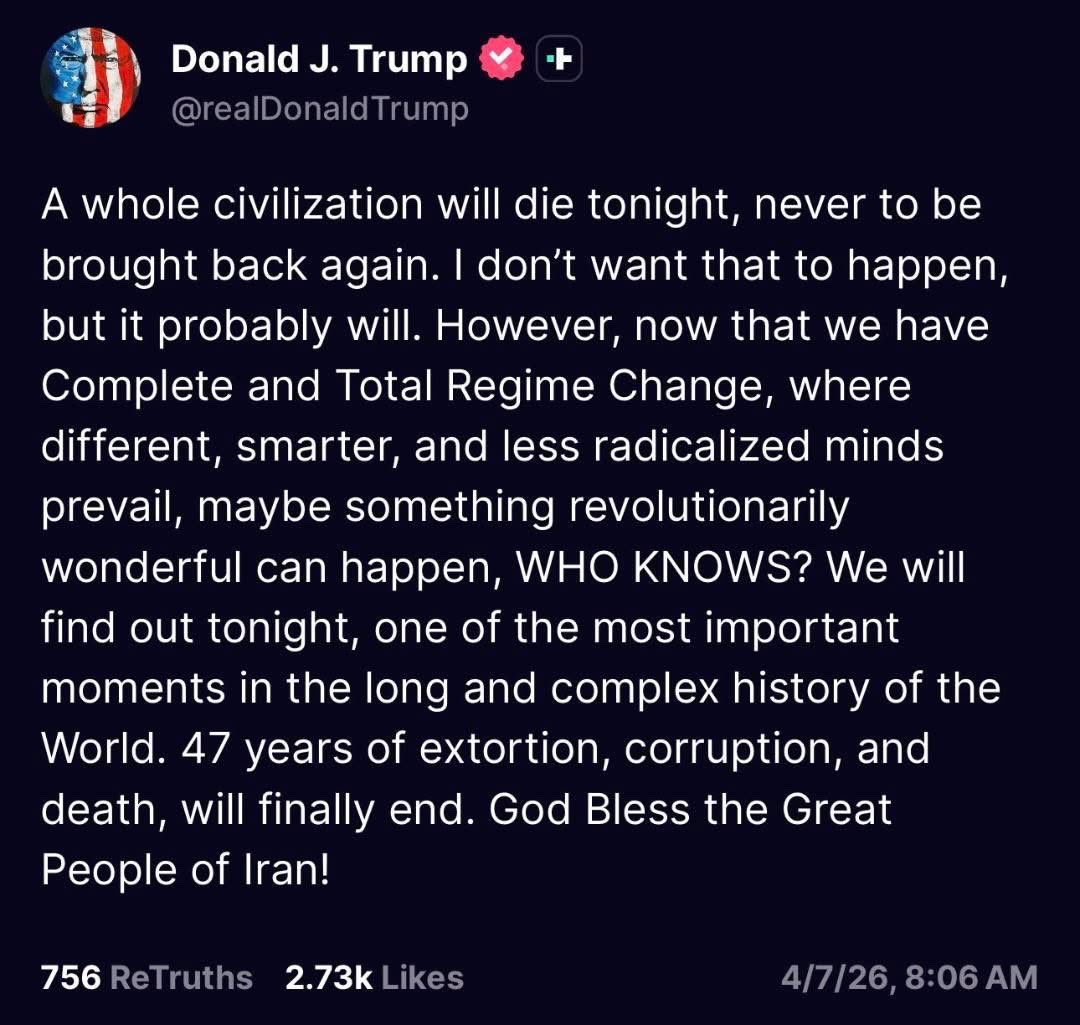 arashreisi's tweet photo. A month ago, I predicted that this war would move toward a war of infrastructural attrition, a trajectory that will almost inevitably culminate in a point of #Maximum_Pain
Trump’s ultimatum should be understood in that context: an attempt to accelerate that moment, in the hope of forcing Iran into submission.
But I continue to believe that Iran will not capitulate and will respond to the extent of its capabilities.
This is precisely the logic that has shaped the trajectory of this war from the very beginning.