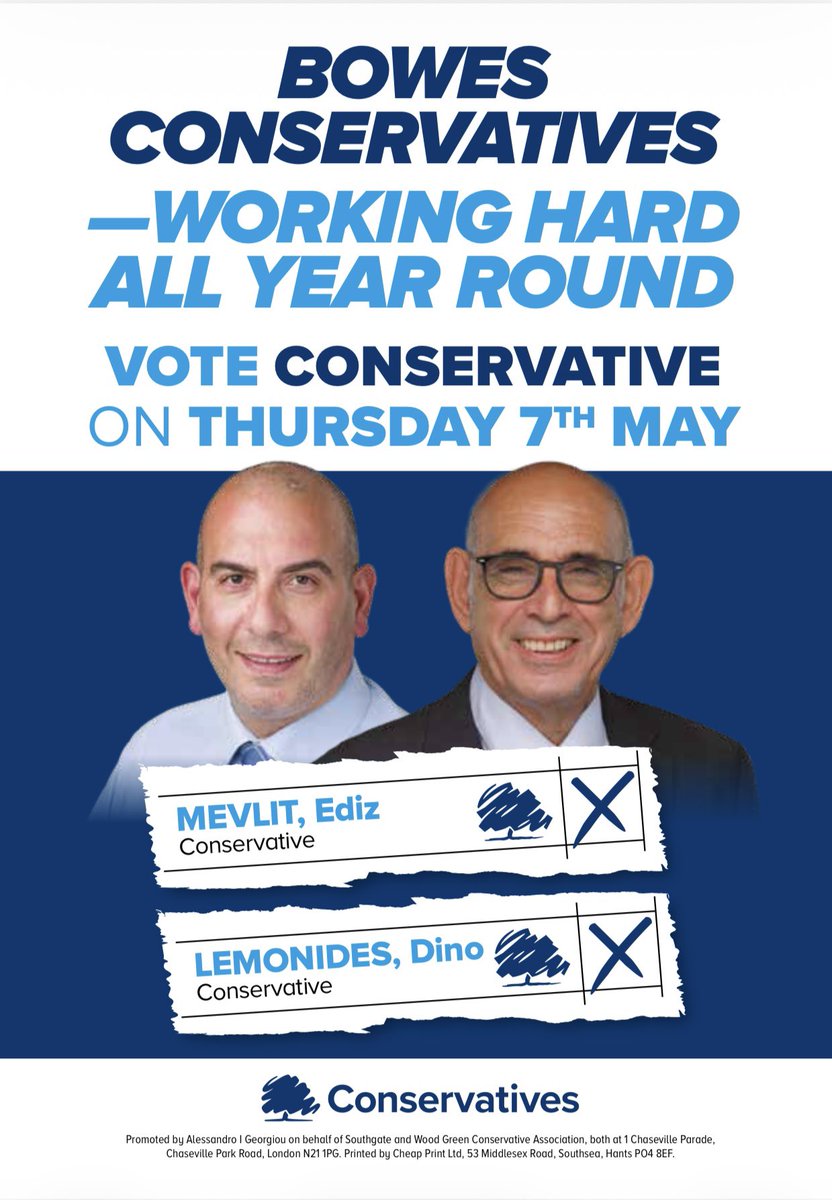 Vote for Dino Lemonides and Ediz Mevlit for Bowes 🗳️ on 7th May
