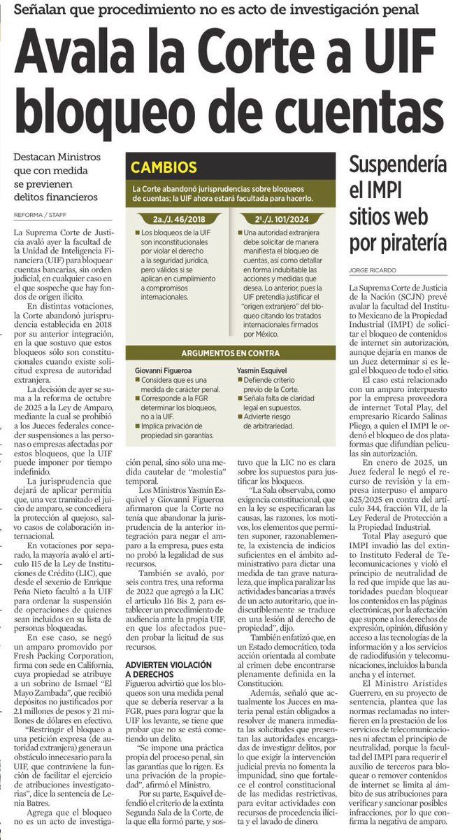 #ConElOjoCuadrado 

La UIF podrá bloquear cuentas bancarias sin orden judicial previa siempre que haya indicios de lavado de dinero o financiamiento al terrorismo

#CSNSCmx #UIF #fyp #parati #SAT