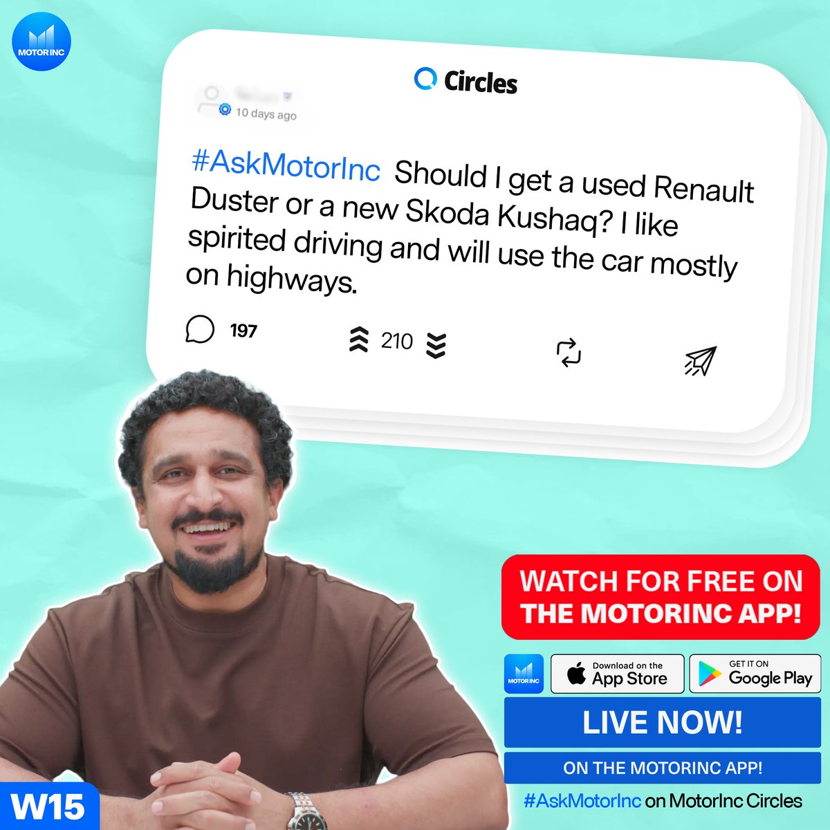 themotorinc's tweet photo. @kartiksinghee answers questions on taking care of old DSG transmissions, choosing a used Renault Duster vs a new Skoda Kylaq, and more.
https://t.co/utA9144XLr
#AskMotorInc answers questions on Circles. If you're haven't, download #MotorInc app today! App & Circles are free. https://t.co/ueL8l48g8z