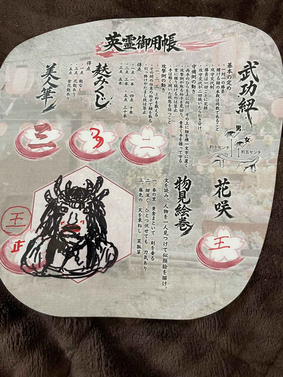 Garyoten_'s tweet photo. #和イファン
英霊御用！
物見絵巻は藤の旦那を描かせてもらいました！
赤い部分はうさぎとからすの店番が書き足してくれました🤭 https://t.co/cXWk6bIxQk