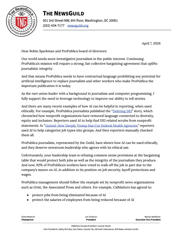 ProPublica Guild tweet media