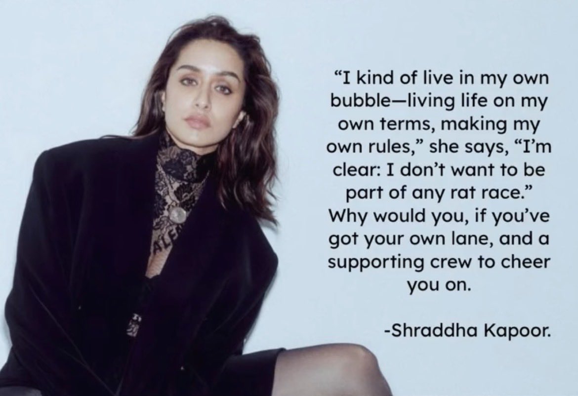 She’s so secure as an actress. She knows her worth, trusts her audience and moves at her own pace. It takes real confidence to stay grounded and not run after the number game.

#ShraddhaKapoor