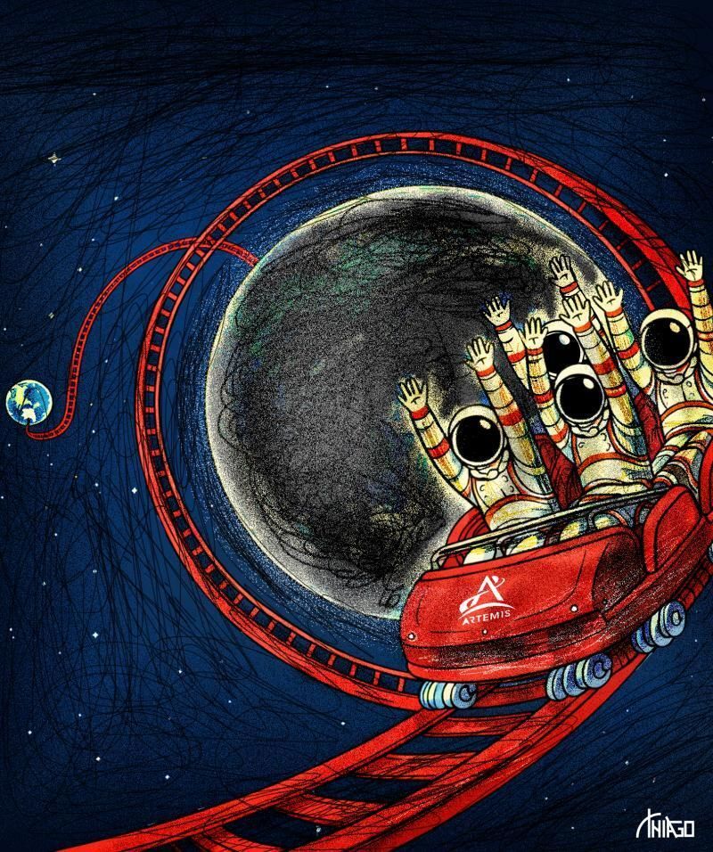 cartoonmovement's tweet image. Moon mission. Our new cartoon collection: buff.ly/De4F4Jg

These cartoons are by Franco Juri, Thiago Lucas, @sajithkumar and @monerojerge

#ArtemisII #moon #NASA #Iran