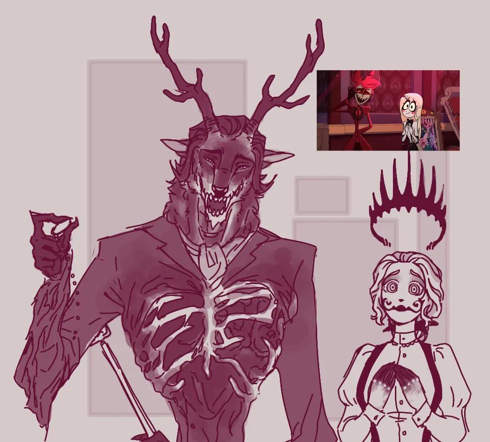 These were the only recent art I've ever made of these two with my redesigns of them back when s1 dropped... 

... sighs, oh charlastor how we miss you