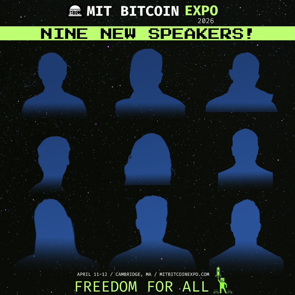 MITBitcoinClub's tweet image. Keep an eye on this space 👀

➡️NINE new speakers just added to our amazing two-day lineup!

Announcements throughout the day.

🗓️The 2026 MIT Bitcoin Expo kicks off this Saturday, April 11 at 9am🗓️

#bitcoin #bitcoinnews