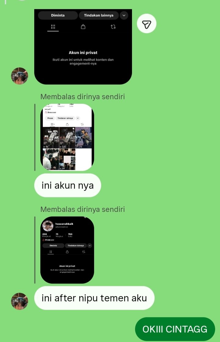 ayarashvi's tweet photo. [WASPADA / HELP RT] 🚨
Temennya temenku kena tipu lagi dari temen, kali ini dia kena tipu beli LS nya NCT😵‍💫
@.hoseanakbaik , ini akun tt nya
#penipu #scamarlet #scammer #nctzen #nct https://t.co/nydkXC5fz7