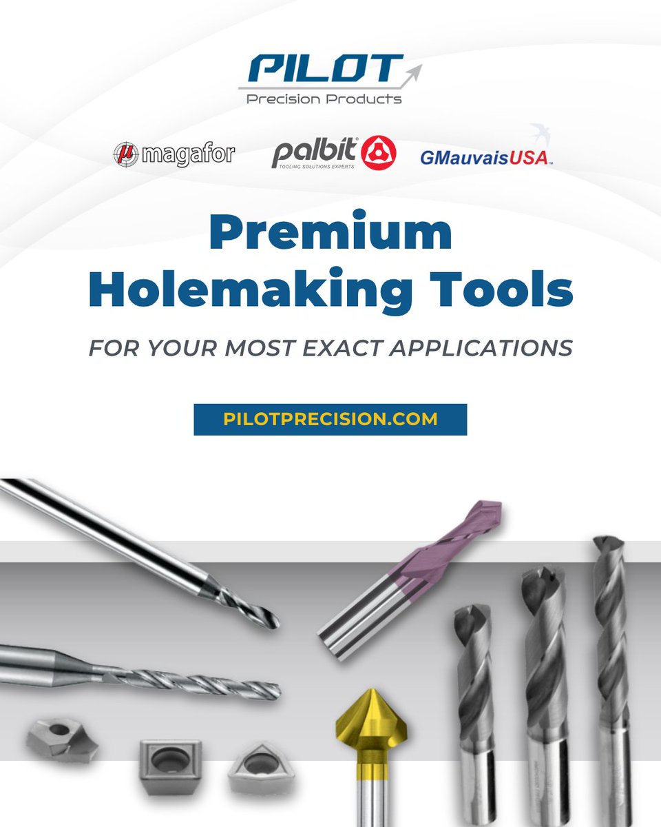 Premium holemaking tools for your most exact applications.

From spotting drills to reamers and indexable systems, Pilot Precision delivers accuracy, consistency, and long tool life.

hubs.li/Q0492fYj0

#HolemakingTools #Reamers #CounterSinks #SolidCarbide #SpottingDrills