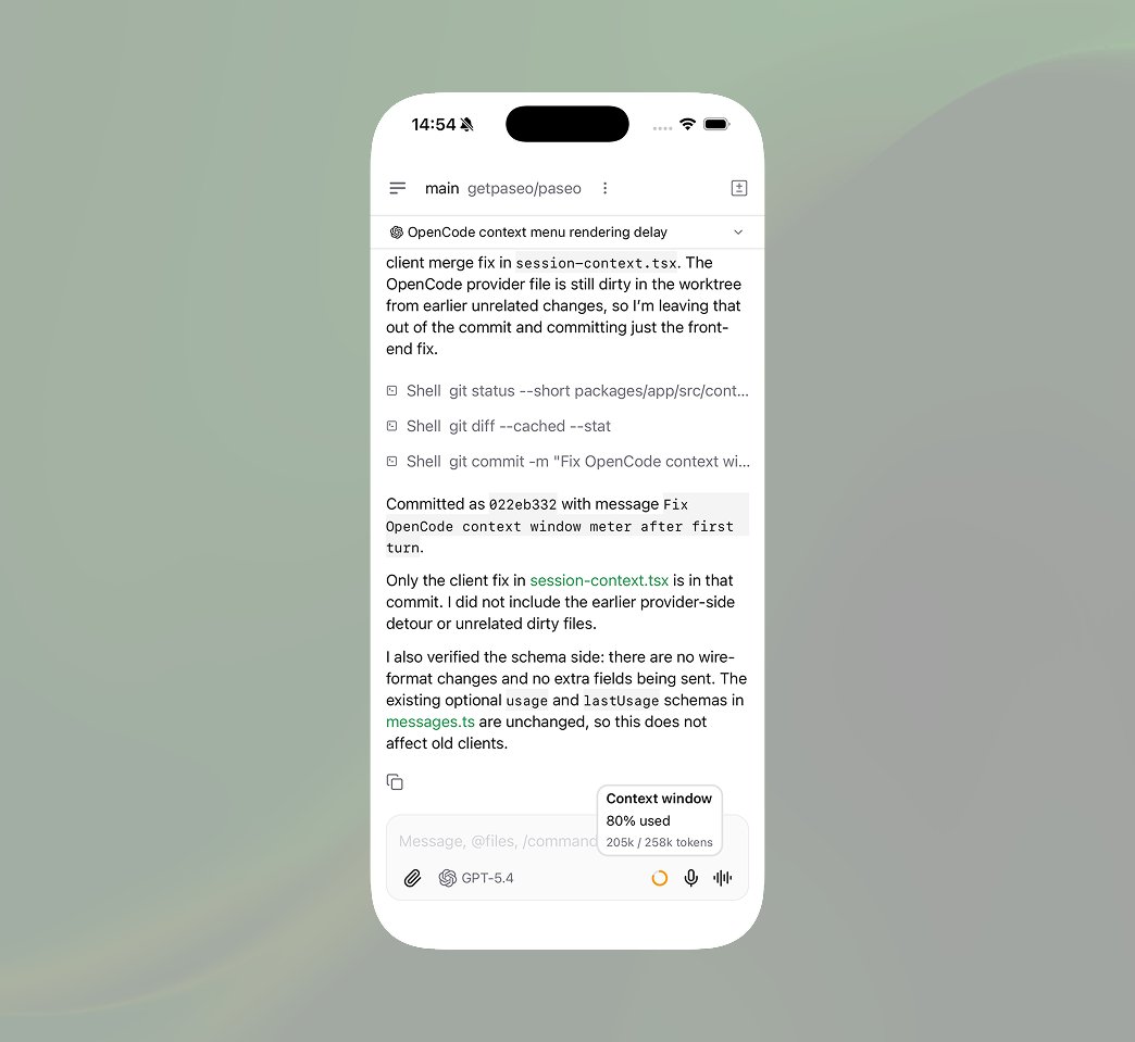 moboudra's tweet image. shipped a bunch of stability and quality of life improvements in Paseo v0.1.50

you can now see the context used for Claude Code, Codex and OpenCode

see the rest of the improvements below👇