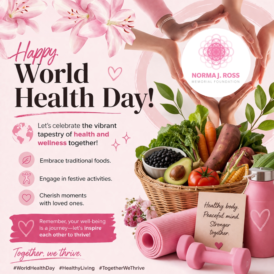 Health is a journey—nourish yourself, cherish loved ones, and prioritize your health. 🌍💗 Happy World Health Day! #WorldHealthDay #BreastHealth365 #NJRMF #HealthyLiving #HealthAwareness #WellnessJourney #CommunityHealth #SelfCareMatters #HealthScreening