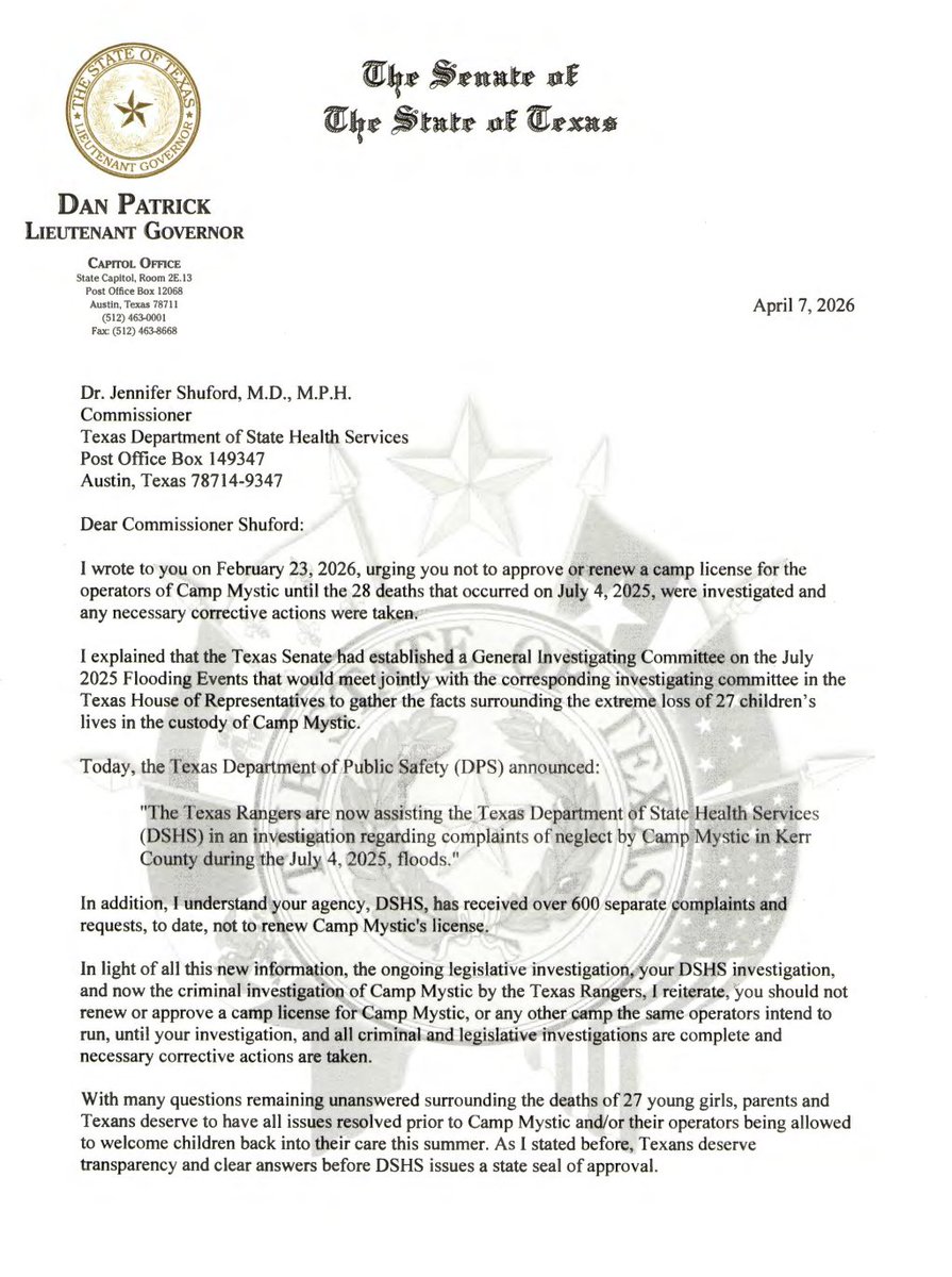 Office of the Lieutenant Governor Dan Patrick tweet media