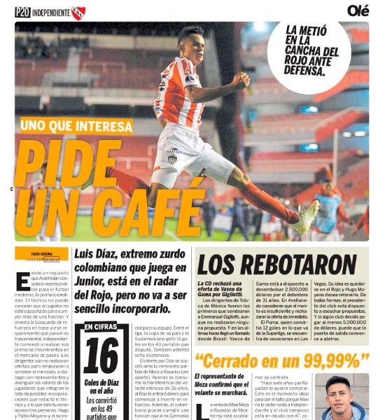 Luis Diaz le metió gol al Real Madrid, recordemos que en 2018 lo busco Independiente, pero termino viniendo CECILIO DOMÍNGUEZ.
