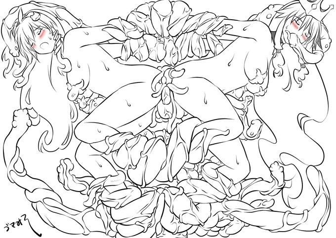 お姫様👑と巫女🐸さんの触手🪱🐙の欲張りバリューセット💕💕 