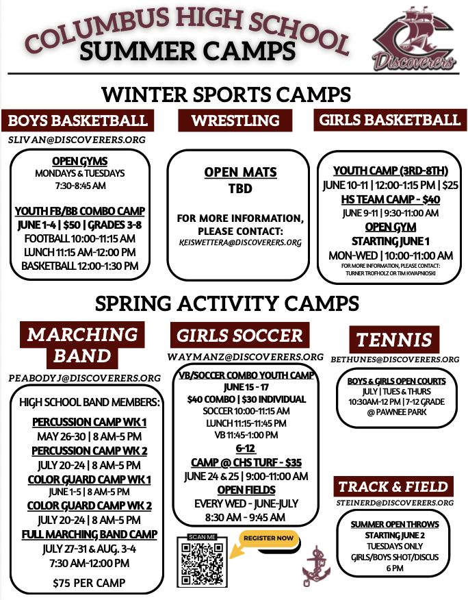 Coachwilliamsc's tweet photo. CHS SPORTS CAMPS 2026 https://t.co/XbVMcA3h9V