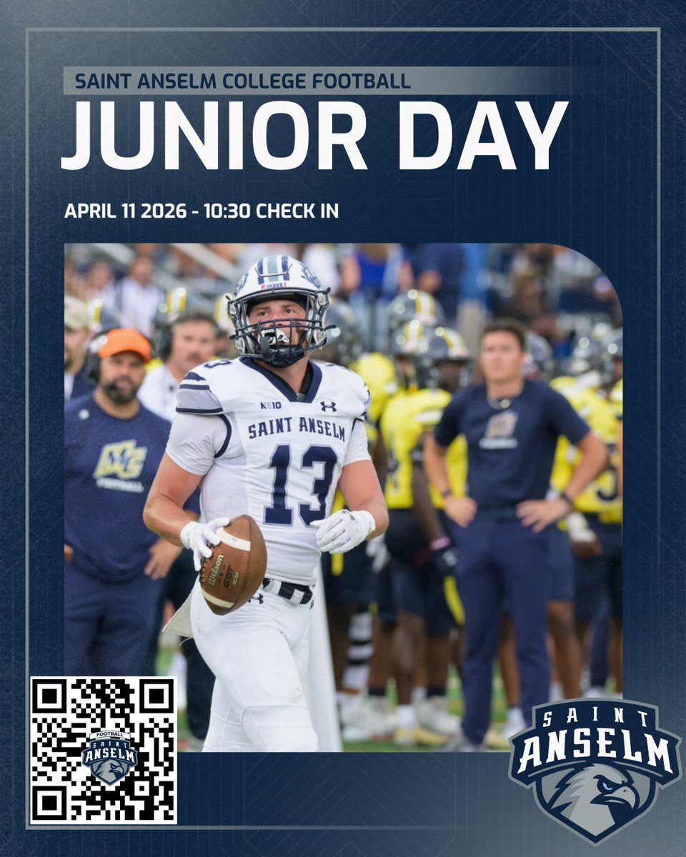 CoachBraine's tweet image. Here is YOUR chance to get on campus! Join Us!
📍 Campus Tour
 🏈 Position Work &amp;amp; Evaluation
 🎓 Academic Info Session
 🤝 Meet Current Players

📅 April 11th– 10:30 Check In
 📝 Register here: forms.gle/XUGPgnjEFiH6FM…
#Recruiting #StudentAthlete #JuniorDay