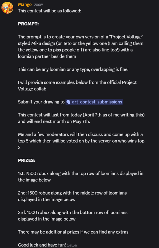RealMangoReal's tweet photo. art contest has begun

if you want to compete be sure to join loomunity https://t.co/W8wnZsbNNw

then be sure to read the announcement in the announcement channel to understand what we are doing

goodluck my loomijits

#LoomianLegacy #LoomianLegacyArt https://t.co/RcP3XEpARW