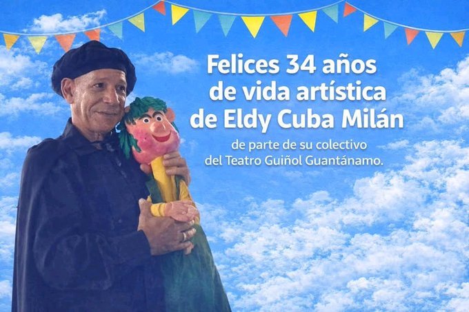Desde el Consejo Provincial de las Artes Escénicas en #Guantánamo felicitamos a Eldy Cuba, actor y titiritero del Teatro Guiñol x cumplir 34  años de vida artística.
Muchas felicidades a este creador incansable y artífice d la enseñanza artística
<a href="/yoeaberob1/">Yoel Perez Garcia</a> <a href="/LopezYoelvys/">Yoelvys Labañino López</a>