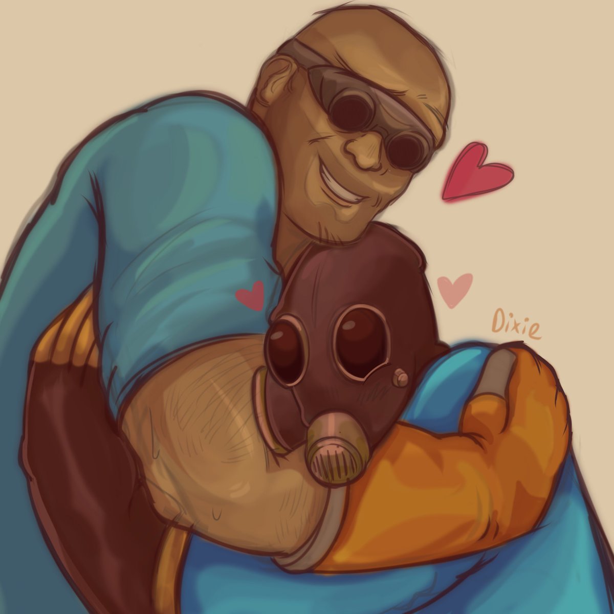 Ash_shark_'s tweet image. ART TRADE FOR @EldritchRaven_ 
#Engineer #Pyro #Tf2