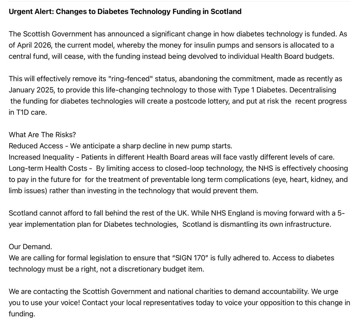 iPAG_Scot's tweet photo. Funding is changing for Diabetes Tech in Scotland. It is a step backwards in our care.
#T1D #DiabetesTechCantWait #GBDoc #DiabetesChat https://t.co/K5VVPtA6ud