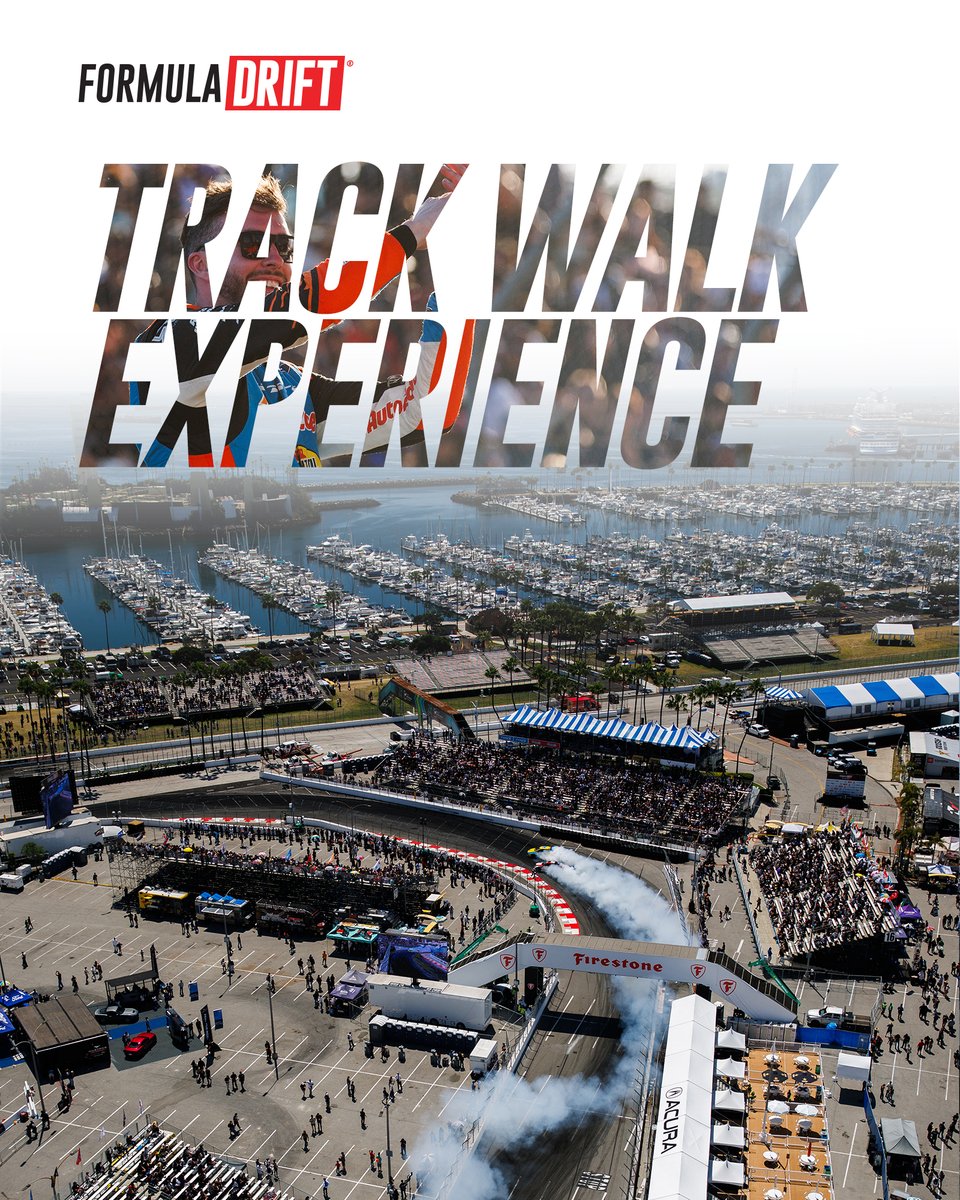 FormulaDrift's tweet photo. This is as close as it gets without a helmet. The Long Beach Track Walk Add-On: guided tour of the course, then the Top 16 Opening Ceremony — on track, up close.
Get yours with your ticket: https://t.co/qW9wKYbzFe
#FormulaD #FormulaDRIFT #FDLB https://t.co/lz1XCW3JKD