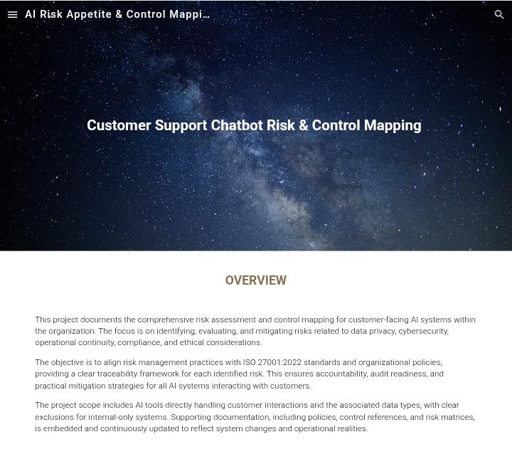 Day 83-92 #100DaysOfCybersecurity #GRC

I worked on a project on AI risk appetite and control mapping

This project documents the comprehensive risk assessment and control mapping for customer-facing AI systems within the organization.
sites.google.com/view/ai-risk-a…