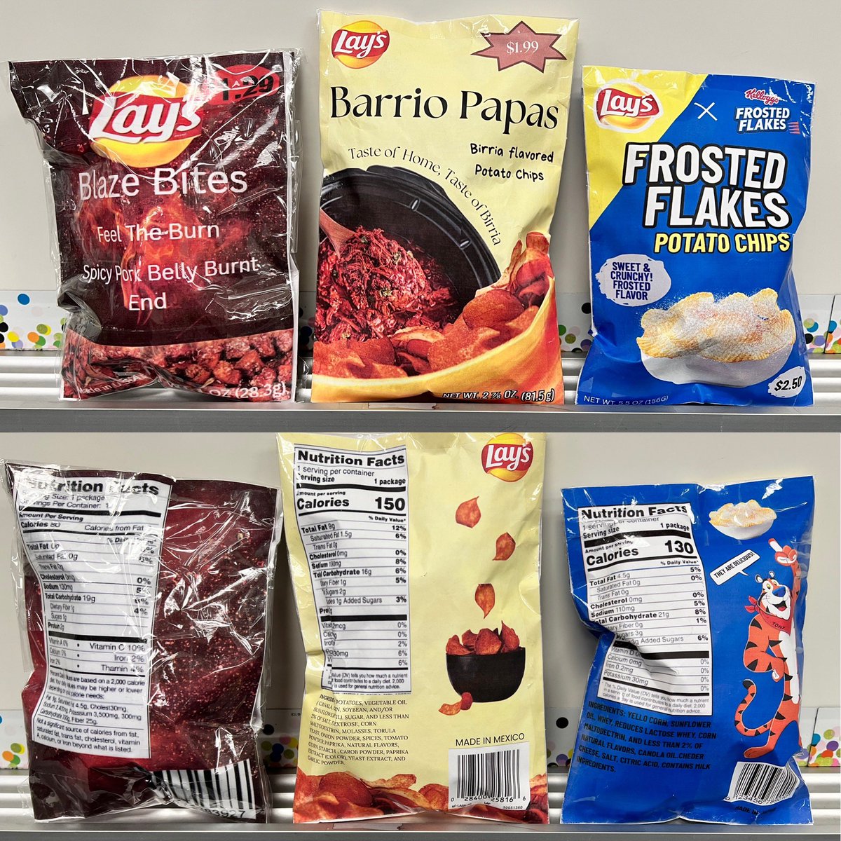 FrankfortDECA's tweet image. Which would you purchase and try? All potato chip package designs created by Marketing 101 students. 1/2

#chips #snack #yum 
@csfhotdogs