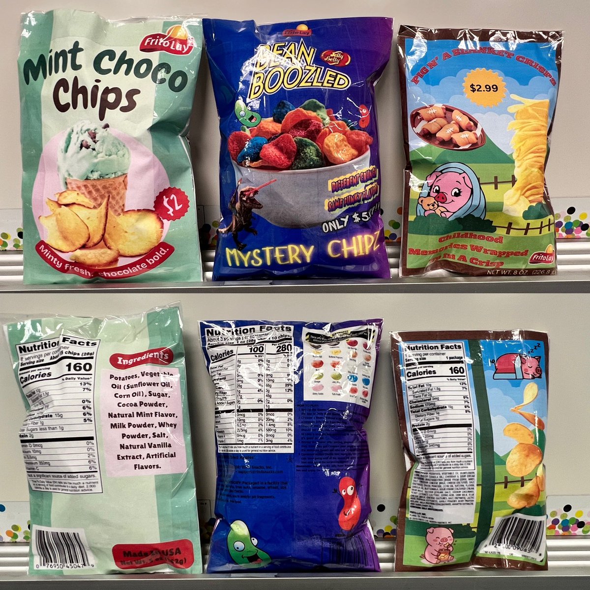 FrankfortDECA's tweet image. Which would you purchase and try? All potato chip package designs created by Marketing 101 students. 1/2

#chips #snack #yum 
@csfhotdogs