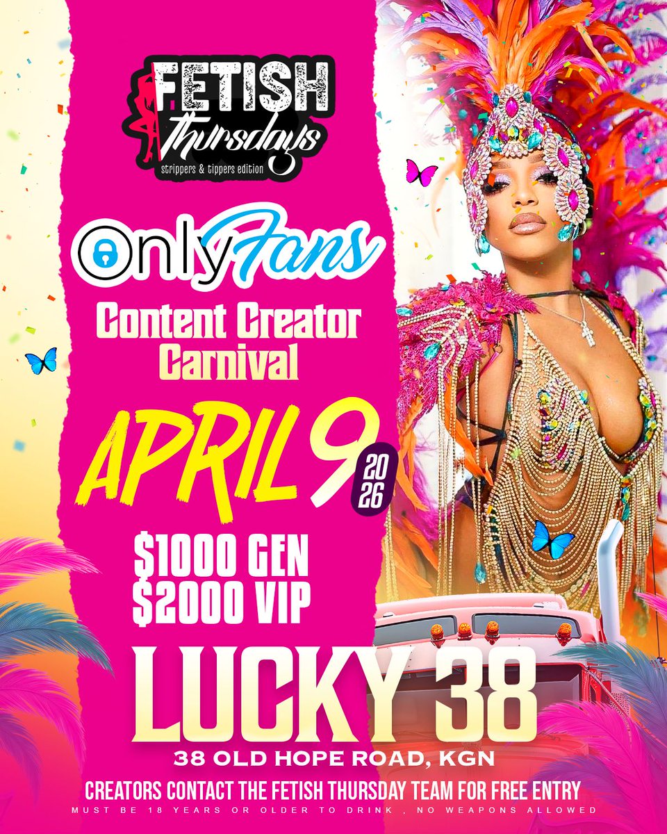 Creators get FREE entry! Just send us a message if you want to be listed.

Thursday!
📍: Lucky 38
👗: Bare as YOU DARE

<a href="/Ttbadgyall/">Bad GYAL TT</a> @badbitch__demon <a href="/creamiegenie/">Thee creamy pussy Genie 🧞‍♀️</a> <a href="/Ms_creary/">slimaz</a> @badbitch__demon <a href="/fatpumpumtynii/">fineylicious😩’</a> <a href="/cocoagoddess271/">🐢Cocoa Thee Goddexx</a> <a href="/islandtease1/">islandtease</a> <a href="/zimaenah/">Untamed_Ja</a> <a href="/specialjam876/">Jamaica exotic</a> <a href="/RudyGirl_Shan/">RudyGirl_Shani_</a>
