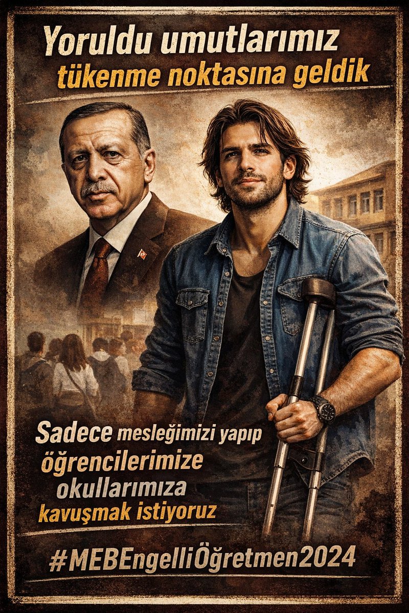 Geride bir avuç kaldık. Atanmak istiyoruz. Sesimiz olur musunuz?
<a href="/RTErdogan/">Recep Tayyip Erdoğan</a>
<a href="/EmineErdogan/">Emine Erdoğan</a>
<a href="/Yusuf__Tekin/">Yusuf Tekin</a>
<a href="/oktay_saral/">Oktay SARAL</a>
<a href="/hasandogan/">Hasan Doğan</a>
<a href="/farukyelkenci/">Ömer Faruk Yelkenci</a>
<a href="/yilmaznazif/">Nazif Yılmaz</a>
<a href="/ercanturk28/">Ercan TÜRK</a>
<a href="/CelileErenOKTEN/">Celile Eren ÖKTEN</a>
<a href="/bilalmacit/">Bilal Macit</a>
<a href="/tihek_kurumsal/">TİHEK 🇹🇷</a>
<a href="/omurfatih/">Ömür Fatih Karakullukçu</a>
<a href="/cftcblnt/">Bülent ÇİFTCİ</a>
#MEBEngelliÖğretmen2024