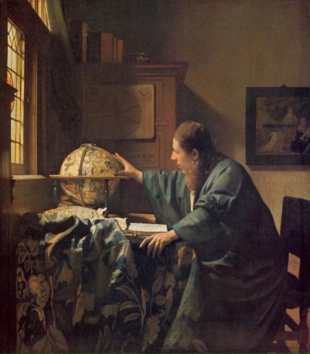 GGoodtaste's tweet image. Think boldly like Nicolaus Copernicus. His work placing the sun in the solar system’s center inspires us to keep expanding our ideas today.
Where do you find this space to expand your work? 
Vermeer, Astronomo,1668 
#WritingCommunity #TuesdayThoughts