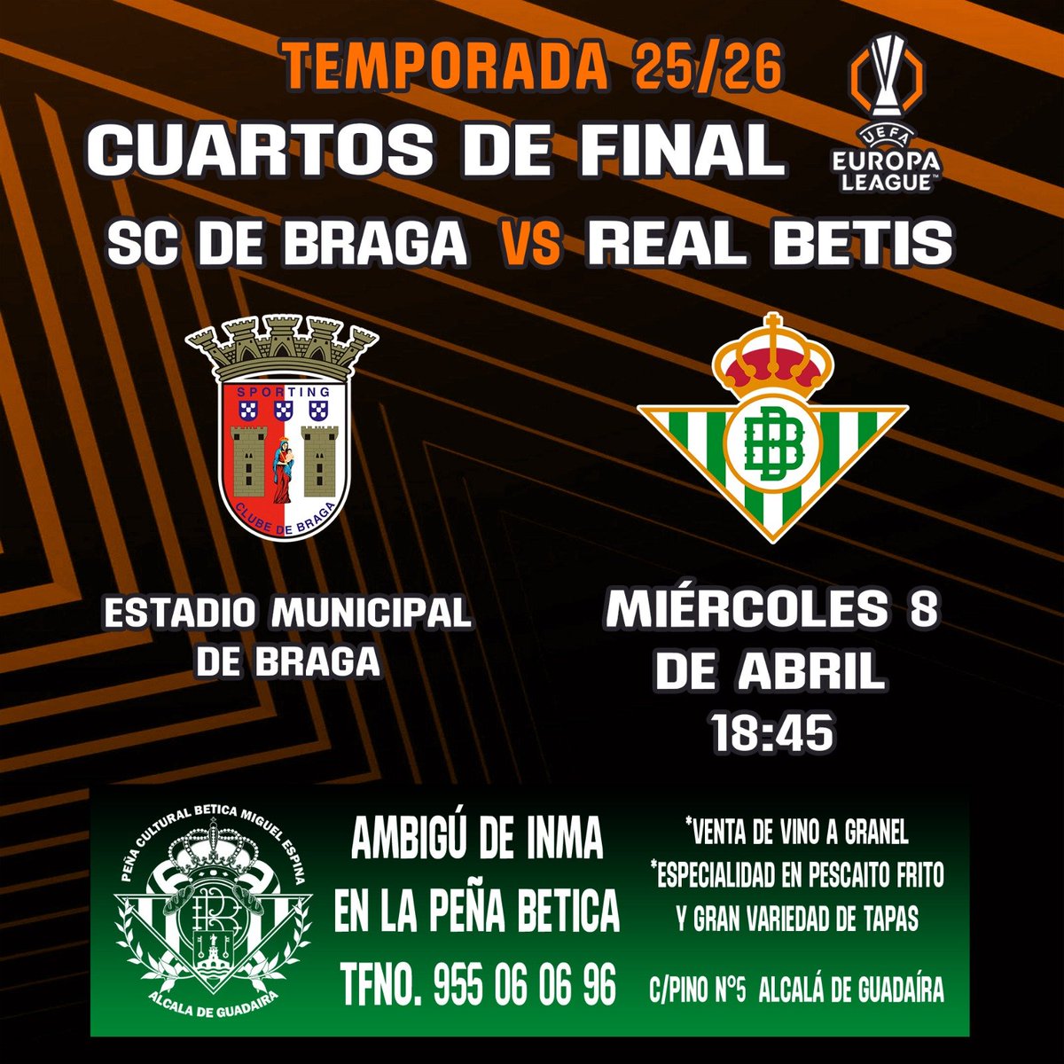 pcbeticamespina's tweet photo. Mañana día de EuroBetis 🇪🇺💚⚽
Disfrute del partido y de un magnífico ambiente en la Peña Cultura Bética Miguel Espina
ven y vive el fútbol en la mejor compañía 🥰

Calle pino Nº 5 , Alcalá de Guadaíra, Sevilla https://t.co/whezmawAeb