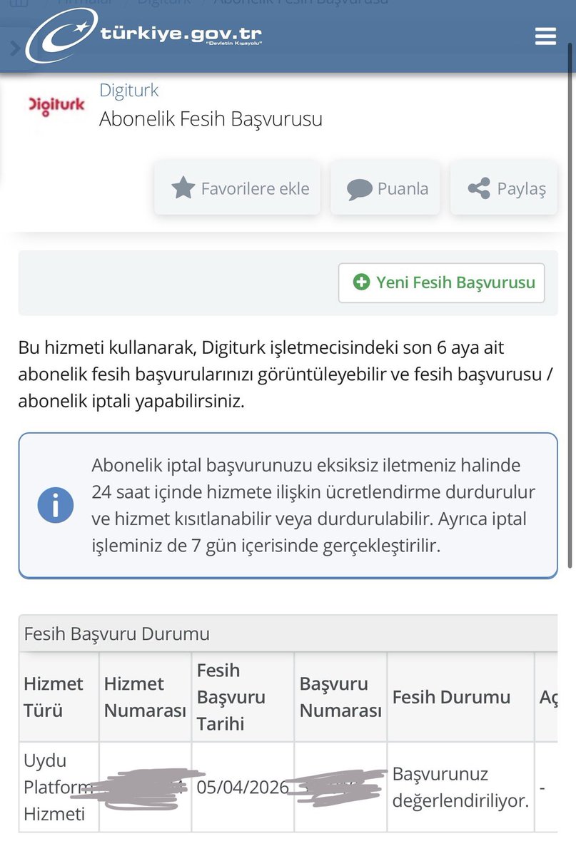 BeinSports aboneliğini iptal ettirmek isteyen Galatasaraylılar 'ın dikkatine:

1️⃣ İnternet bankacılığını kullanarak E-Devlet 'e girin.
2️⃣ E - Devlet arama kutusuna "Abonelik iptal digitürk" yazın.

3️⃣ "Yeni Fesih Başvurusu" nu tıklayın ve formu doldurun.

Çok kısa bir işlem. Ben