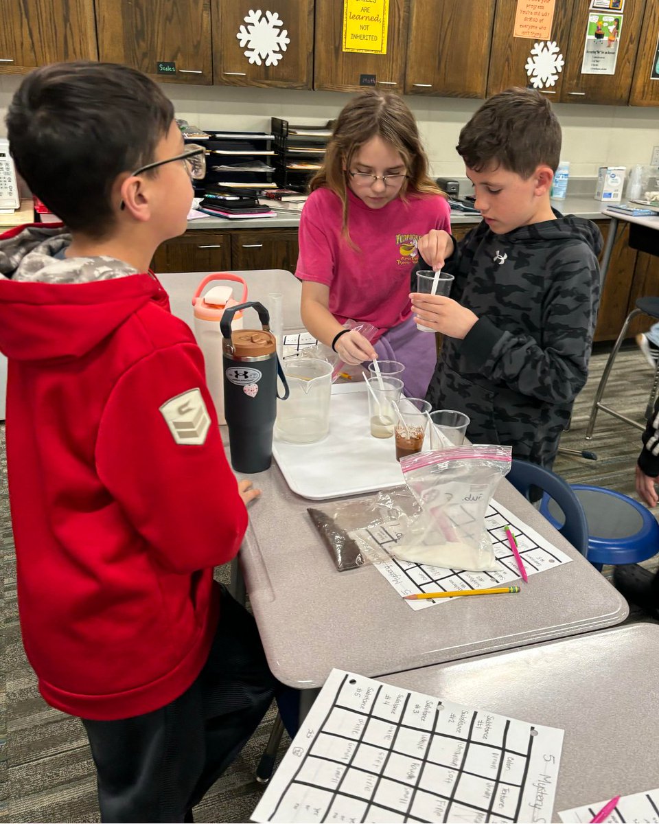 In 5th-grade science, we had fun figuring out five mystery substances by checking out their color, texture, particle size, and how they dissolve. It was a great adventure! #WildcatStrongHPS