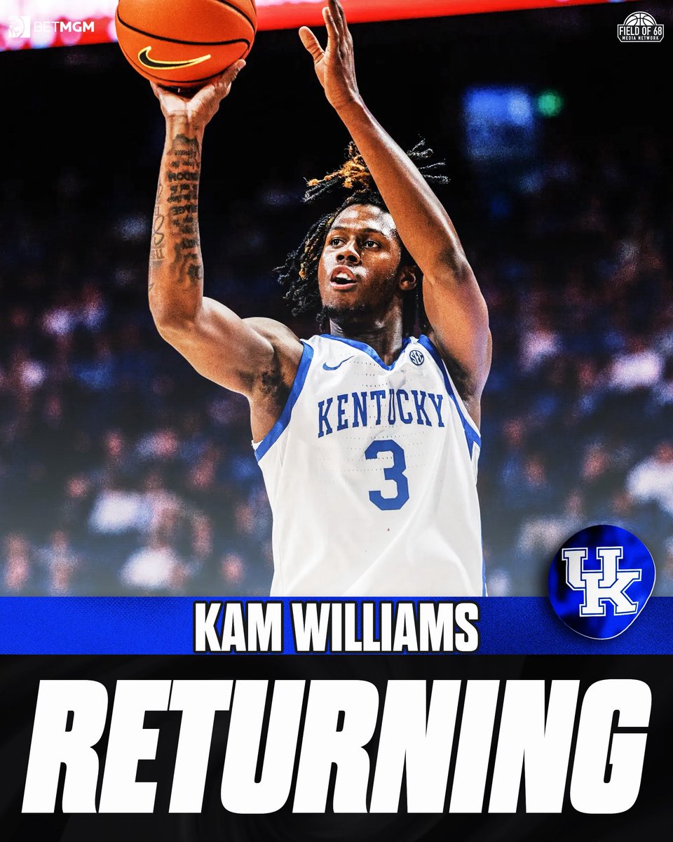 NEWS: Kentucky’s Kam Williams will return to play for Mark Pope and the Wildcats, per multiple reports. 

The 6-8 sophomore wing averaged 6.0 ppg and 2.1 rpg in 25-26 while shooting 35.9% 3FG.