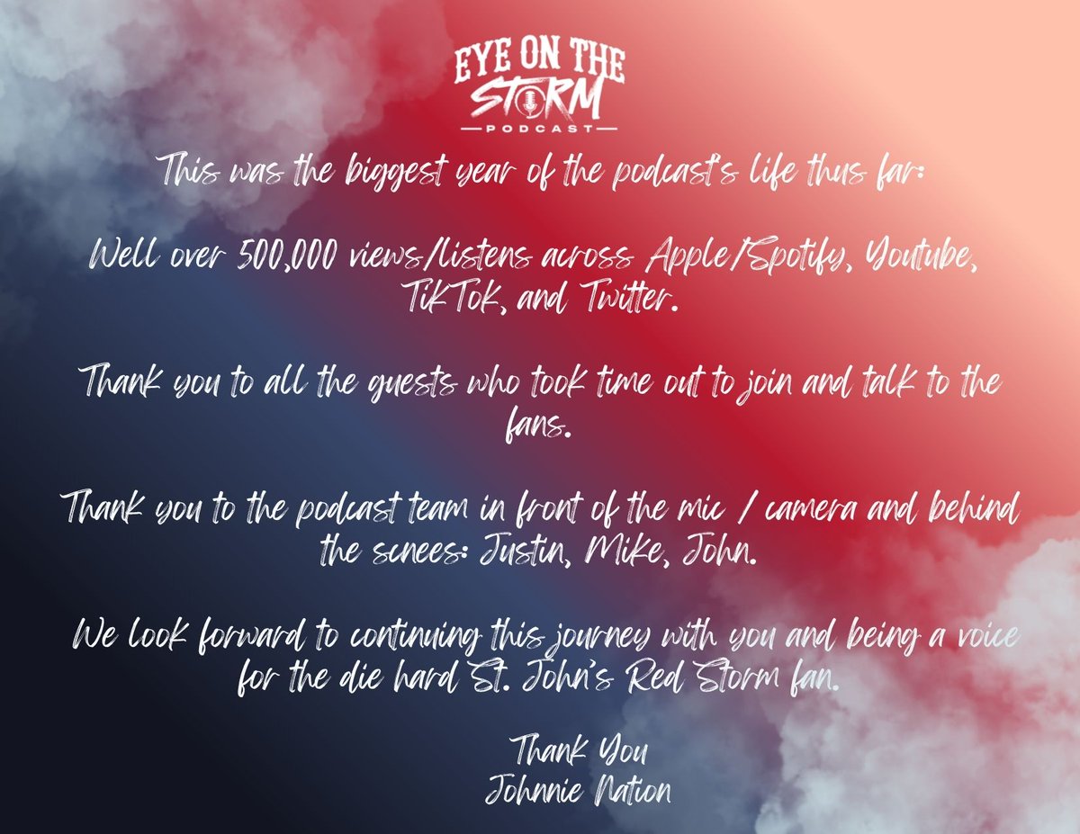From me to you, and on behalf of the entire <a href="/EyeonStormPod/">EyeontheStormPodcast</a> team that gave so much time, effort and love to this season.

Thank you Johnnie Nation. #sjubb