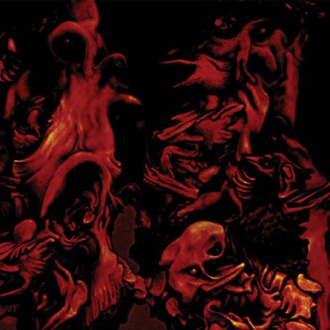 TheMetalShrimp's tweet image. Metal albums with red and black album covers