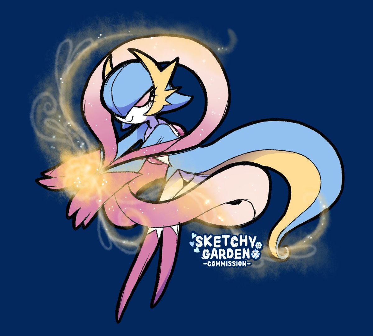 SketchyGarden's tweet photo. A Gardevoir fused with Cresselia's essence crafts a golden sand to drift you off to the land of sweet dreams~
#サーナイトの日 https://t.co/yOPGYwpcwA