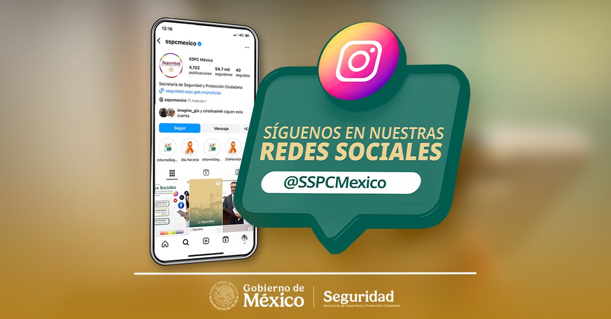 SSPCMexico's tweet image. 📱 Visita nuestra página oficial en #Instagram y conoce las actividades en materia de seguridad de la #SSPC: 👉🏼 goo.su/Up61uc1