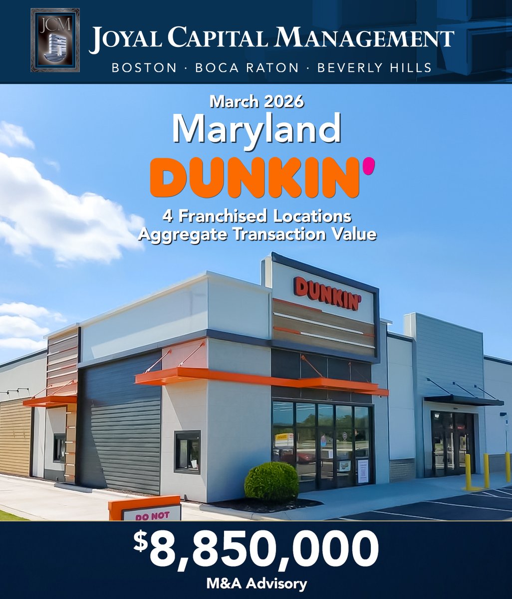 joyalcapmgt's tweet photo. JCM Franchise Development, LLC
is pleased to announce the successful completion of our consulting services for a client in Maryland

READ MORE:
https://t.co/0n39wKxgnC
https://t.co/jPJhoPY4j8

#JCM #Joyal #GaryJoyal  #finance #Dunkin #FranchiseOpportunity  #Maryland https://t.co/AvnZyUkRcw