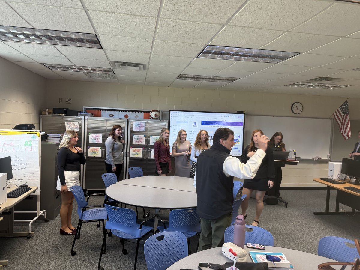 BryanRaach's tweet photo. Thanks to @Troy_Balderson for stopping by RHS today to see what the girls from @r2learning have been working on. #WoodNation https://t.co/N01HWjDHhg