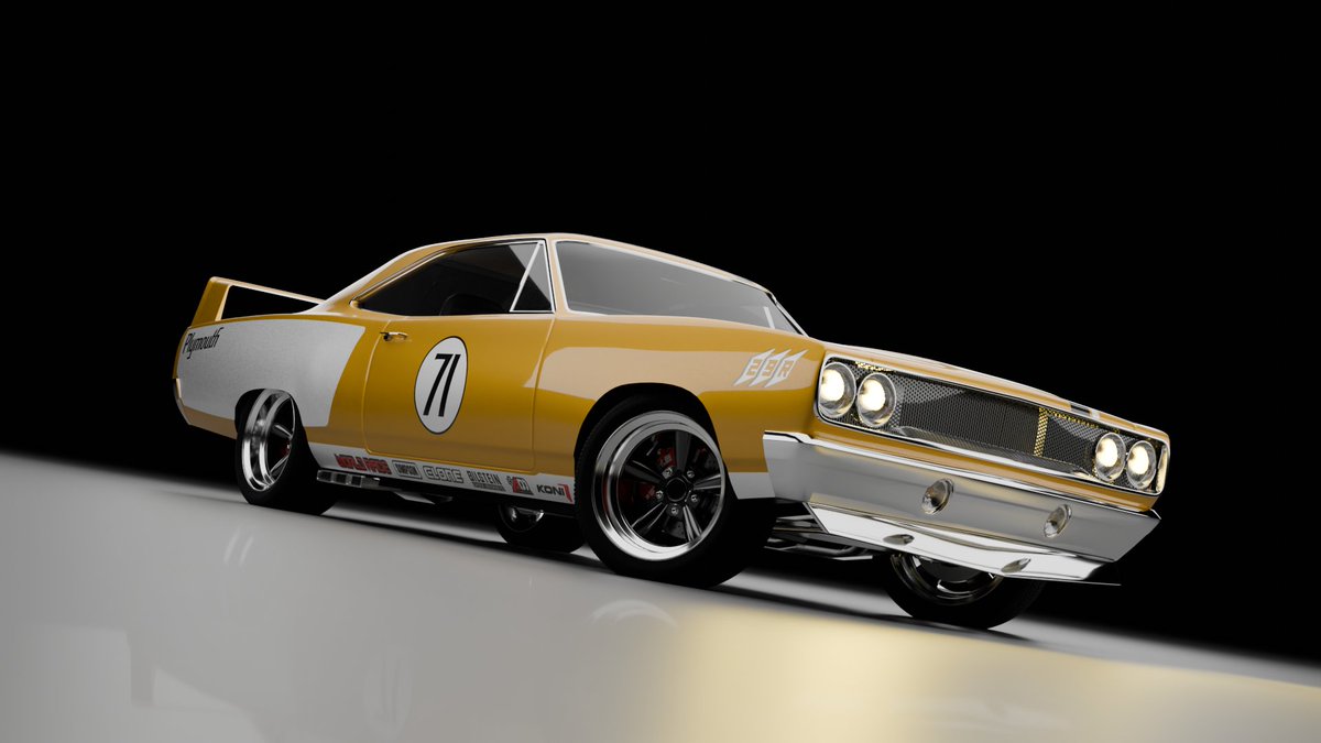 Hazel3DWorks's tweet image. Another detailed commission done, 71 Plymouth roadrunner with a twincharged v8 engine running on an icebox cooling system, dual Nitrox bottles and a racing fuel cell and suspension setup! #3Dmodelling #Blender #HotWheels