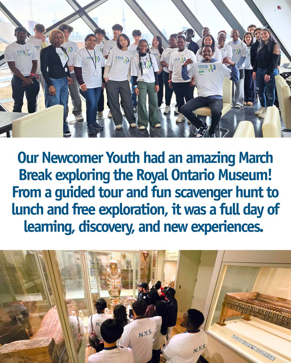 This March Break, our Newcomer Youth explored the Royal Ontario Museum 🏛️

Through a guided tour, scavenger hunt, and independent exploration, youth engaged in hands-on learning while discovering history, culture, and new ideas.