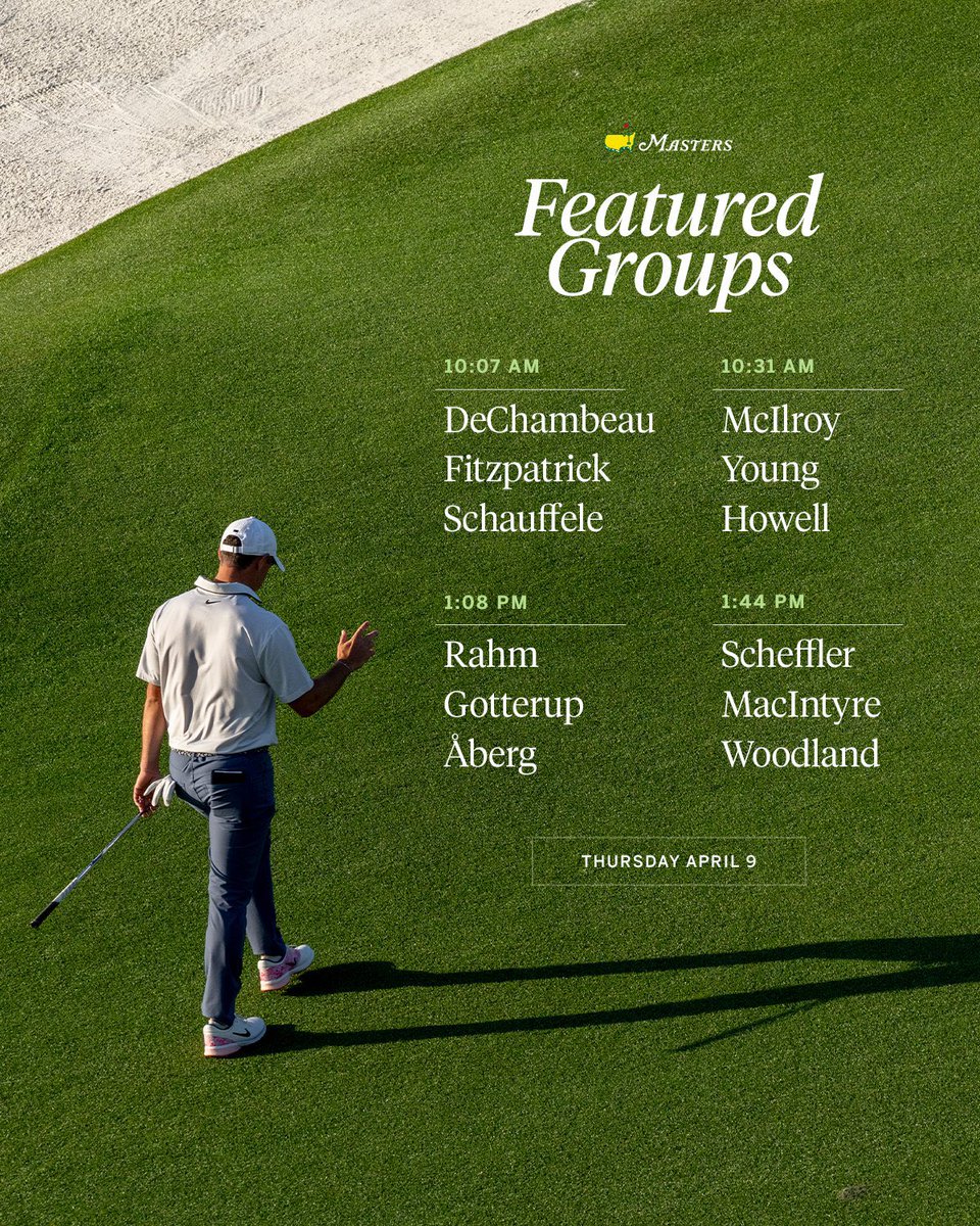 100ydmarketer's tweet photo. Who leads out of each group at the end of round 1? #themasters https://t.co/NkwREI7xbo