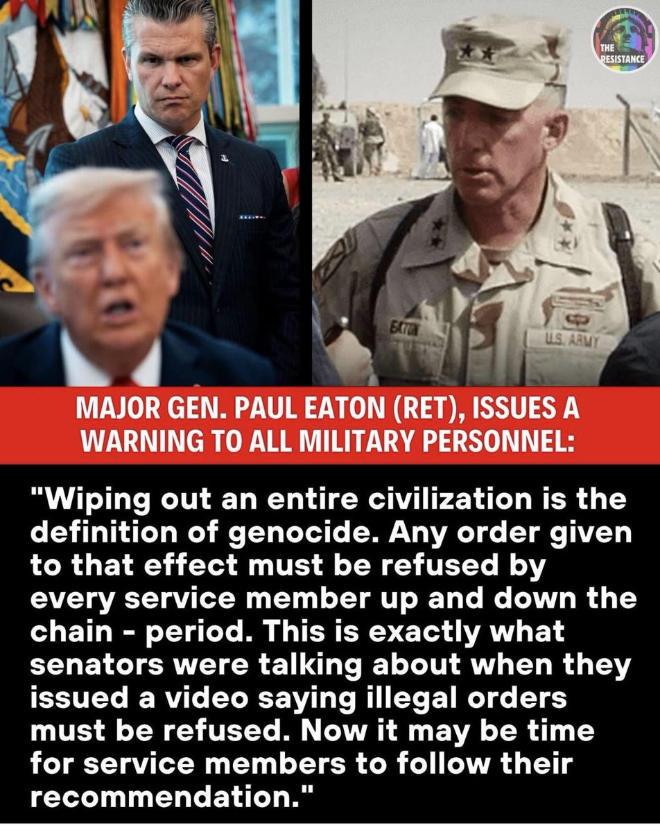 There are some people with morals!!! Well said major General Eaton