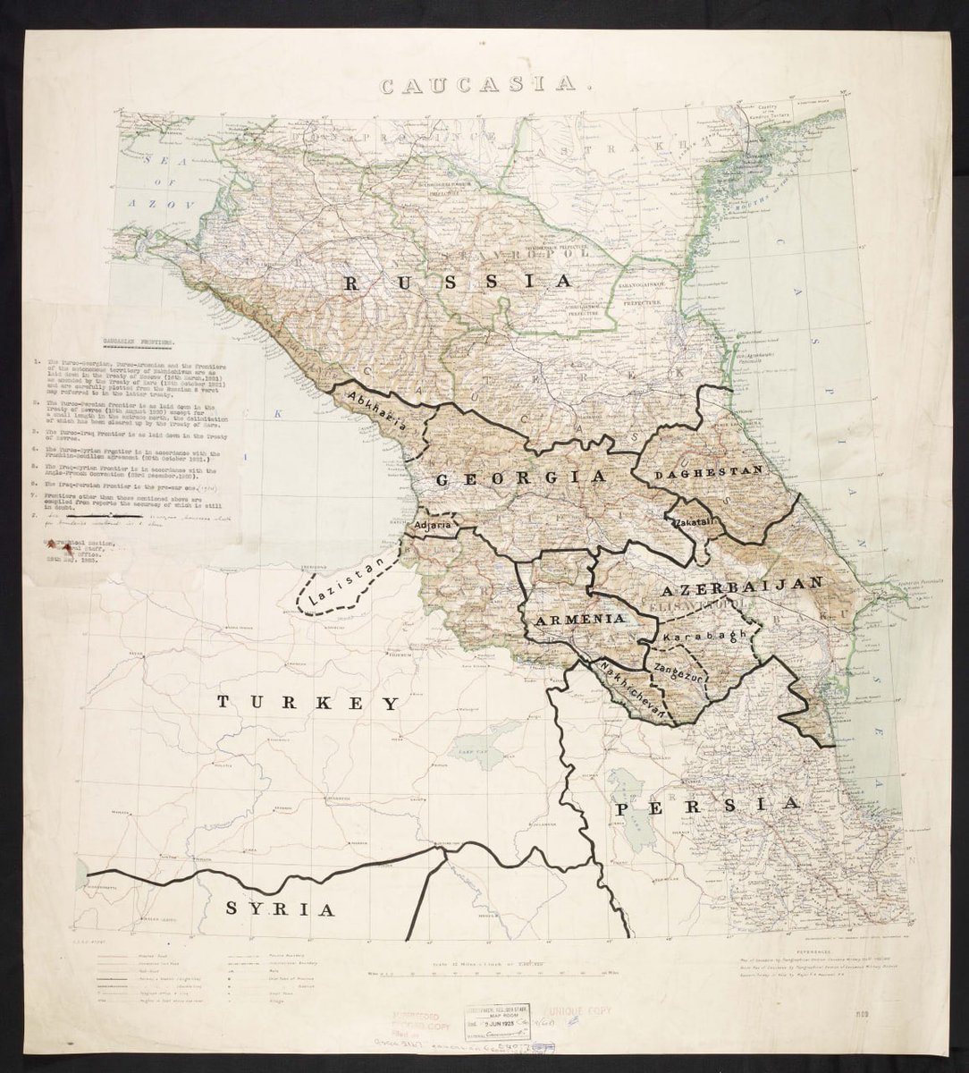 Caucasia, 1923.

A map of the Caucasus prepared by the Geographical Section of the General Staff of the British War Office.