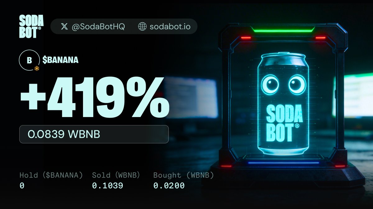 Copy Trading Agent flipped $BANANA with 419% profit 💵

Proof below 👇

> DexScreener: dexscreener.com/bsc/0x7F51BBf3…
> Txhash: bscscan.com/tx/0x8f3db3f23…
> Chain: #BSC